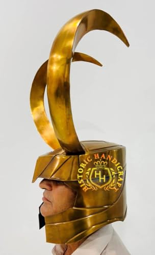 HISTORIC HANDICRAFT Casco medieval de superhéroe Loki con cuernos desmontables, casco de Thor Ragnarok, casco Larp Sca para juego de rol, gran artículo para Halloween