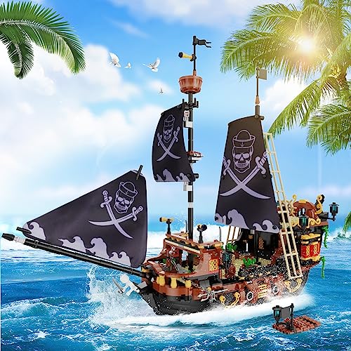 HOGOKIDS Juego de bloques de construcción de barco pirata, juego de construcción medieval, regalo temático para adultos y niños 6 + (1328 unidades)