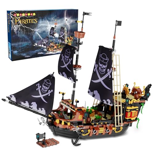 HOGOKIDS Juego de bloques de construcción de barco pirata, juego de construcción medieval, regalo temático para adultos y niños 6 + (1328 unidades)