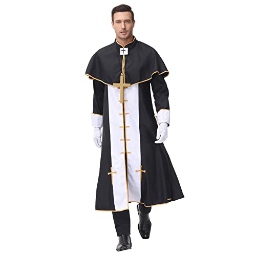 Hombres Vintage Halloween Estampado Clásico Elegante Capa Dobladillo Irregular Túnica de Caballero Moda Lindo Medieval Largo del Piso