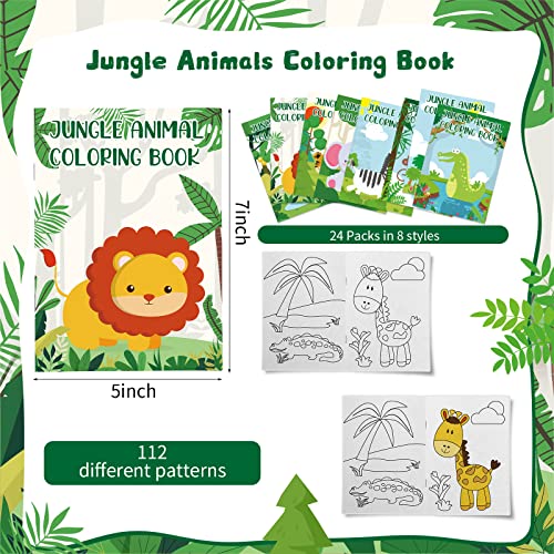 Honoson 24 Libros para Colorear de Animales de Safari Selva Bosque Recuerdos de Fiesta para Niños Mini Libro de Dibujo de Arte DIY Álbums de Colorear de Zoológico para Cumpleaños Actividades