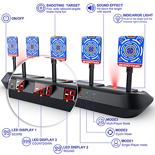 HOPOCO Objetivo Digital electrónico para Nerf, Objetivo Digital Electrónico para Pistolas Nerf con Restablecimiento Automático para Nerf N-Strike Elite/Mega/Rival Series (Solo Objetivo) (Negro)