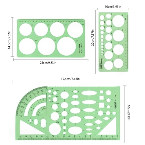 HORREX Regla Metalica Paquete de 3 Reglas Faber Castell Reglas Escolares Verdes Plantilla Regla para Oficinas y Escuelas Ecalimetro Juego de Reglas Escolar Escuadra y Cartabon Regla Pequeña