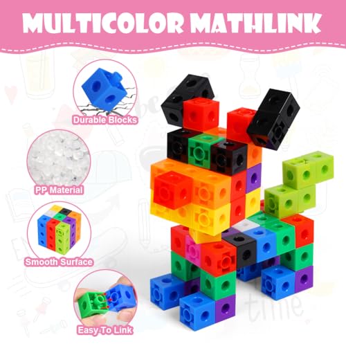 HOTUT Learning Resources Cubos para Juego Matemático,100 Piezas contando manipulativos matemáticas,Manipulativos de Cubos matemáticos,Aprendizaje de matemáticas para Edades tempranas,niños de 3+ años