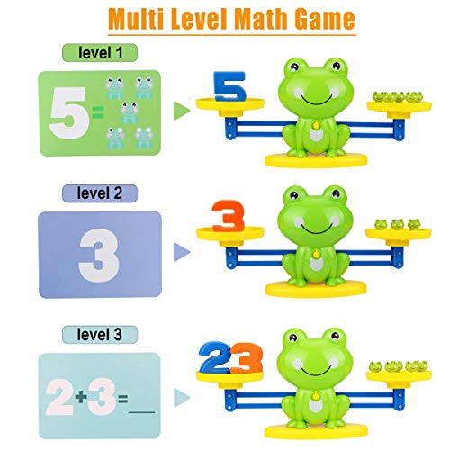 HOWADE Rana Equilibrio Juego de matemáticas, Rana Balanza Montessori Educación Madre Juguetes Contable Digital para Niños matemáticas básicas de Aprendizaje