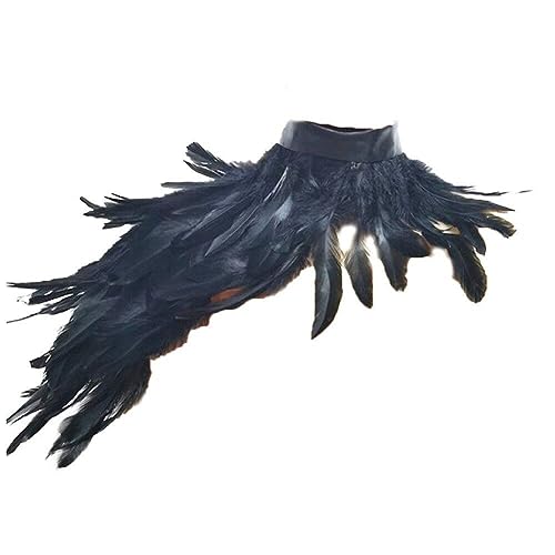 Hrippy Disfraz De Cuervo Gótico Cape De Plumas con Collar De Gargantilla Maléfica para Mujeres Disfraz De Halloween Mascarada De Cosplay Bufanda