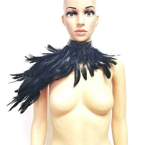 Hrippy Disfraz De Cuervo Gótico Cape De Plumas con Collar De Gargantilla Maléfica para Mujeres Disfraz De Halloween Mascarada De Cosplay Bufanda