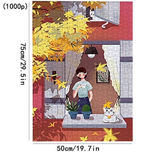 HuangYC Rompecabezas para Adultos Rompecabezas De 300/500/1000 Piezas Niña con Gato Rompecabezas De Madera Regalo Creativo Ejercicio De Pensamiento Rompecabezas Juego (Color : C, Size : L)