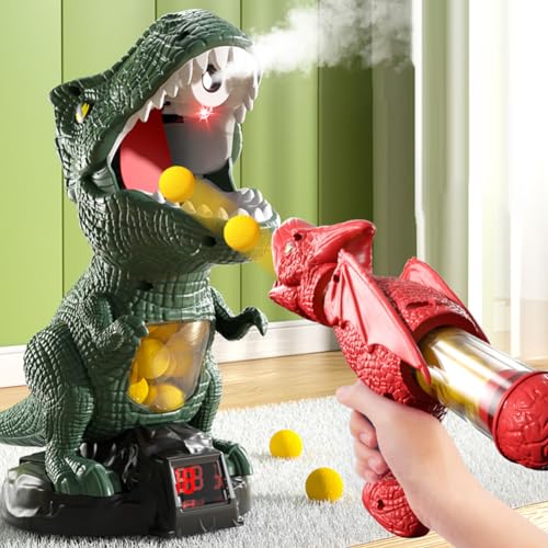 HUAOLAWQ Juego de objetivo móvil 3 emocionantes modos de juego, regalos de dinosaurio, dinosaurio hambriento con pistola de bomba de aire para niños y niñas