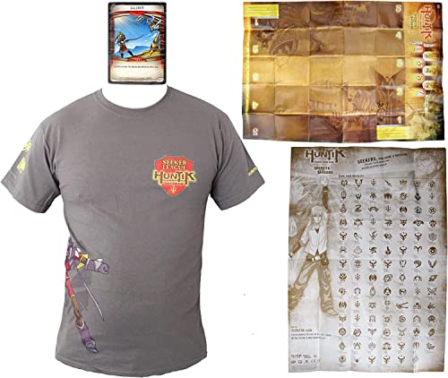 Huntik Secrets & Seekers - Juego de colección de la Liga de Buscadores - Baraja de 33 cartas, tapete de juego, lista de verificación de cartas de juego y camiseta grande de la Liga de Buscadores