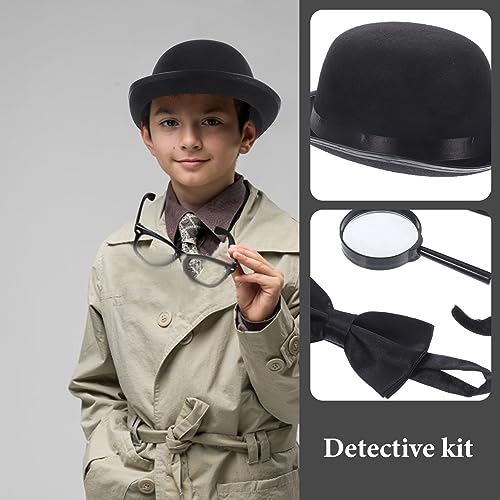 ibasenice 1 Juego De Herramientas De Detective Kit De Disfraces De Detective Suministros Para Fiestas Sombrero De Detective Bigote Kit De Detective Disfraz Para Niños Disfraz Para