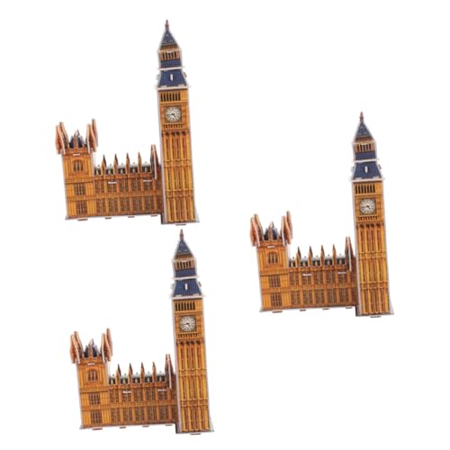 ibasenice 3 Juegos Rompecabezas del Gran Ben Acertijos Rompecabezas De Gran Tamaño Estatuilla De Londres Inglaterra Estatua del Big Ben De Inglaterra Diorama Adulto Niño Escultura Papel