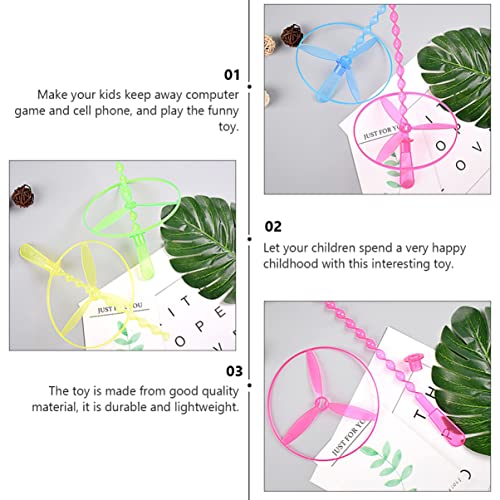 ibasenice Tirador De Juguetes 10 Piezas Libélula De Bambú Hélice De Plástico Disco Volador De Cuerda De Tracción Platillos Voladores De Disco Giratorio Ovni El Plastico Rotar Relleno