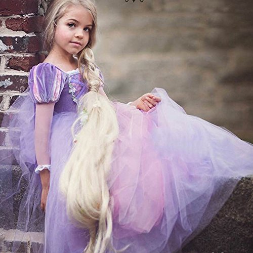 IBTOM CASTLE - Disfraz de princesa Rapunzel, largo, para fiestas de carnaval, dama de honor, cosplay, tallas 98-140, azul 3-4 años