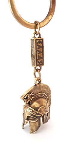 IconsGr Llavero de soldado espartano antiguo casco de batalla Baring the Sphinx Llavero 2, plata, M