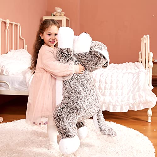 IKASA Lobo Peluche Gigante Juguete Animale,Grande Juguete Suave Jumbo Enorme 78cm Lindo Peluche XXL XL Bonito Kawaii Esponjoso Gordo de Gran Tamaño,Regalos para Niños Niñas Novia (78cm,Marrón)