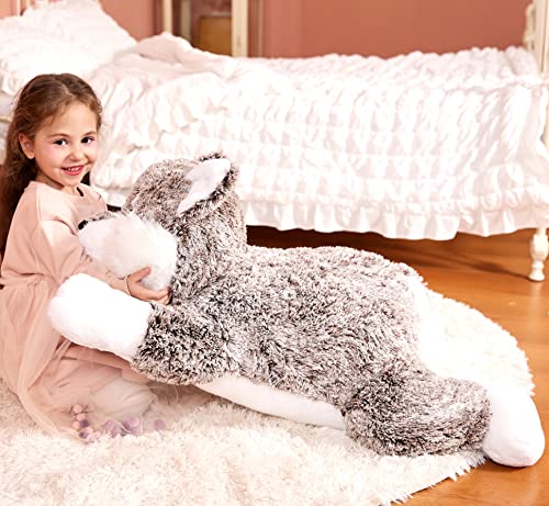 IKASA Lobo Peluche Gigante Juguete Animale,Grande Juguete Suave Jumbo Enorme 78cm Lindo Peluche XXL XL Bonito Kawaii Esponjoso Gordo de Gran Tamaño,Regalos para Niños Niñas Novia (78cm,Marrón)