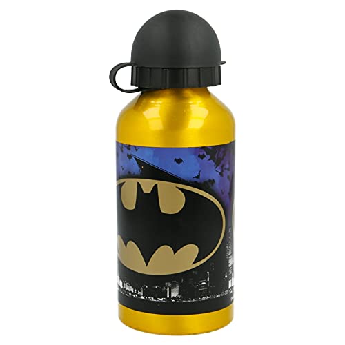 ILS I LOVE SHOPPING BATMAN | Botella escolar de aluminio para niños, 400 ml con boquilla retráctil (Batman)