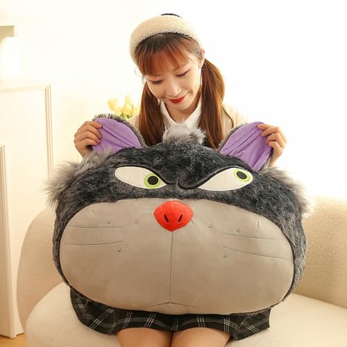 ImockA Disney Cenicienta Princesa Anime Película Peluches Lucifer Gato Forma Muñecas Juguete de Peluche Cómodo Algodón Figura de Felpa Gato Malo Sentado Juguete Suave(Size:50cm,Color:Gris)