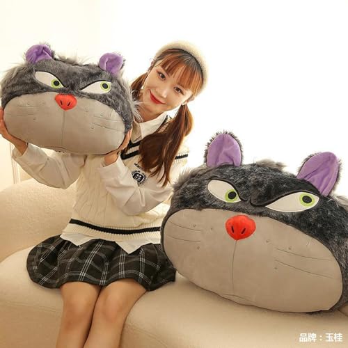 ImockA Disney Cenicienta Princesa Anime Película Peluches Lucifer Gato Forma Muñecas Juguete de Peluche Cómodo Algodón Figura de Felpa Gato Malo Sentado Juguete Suave(Size:50cm,Color:Gris)