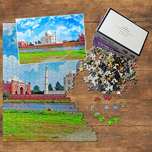 India Taj Mahal Agra Puzzle 1000 Piezas para Adultos Familia Rompecabezas Recuerdo Turismo Regalo