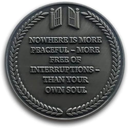 Inner Citadel Coin - Moneda estoica chapada en Plata Antigua - Diseñada para el estoico practicante y para Las meditaciones estoicas diarias Marco Aurelio - Challenge Coin Courage Medallion EDC