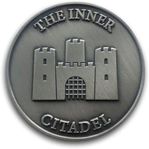 Inner Citadel Coin - Moneda estoica chapada en Plata Antigua - Diseñada para el estoico practicante y para Las meditaciones estoicas diarias Marco Aurelio - Challenge Coin Courage Medallion EDC