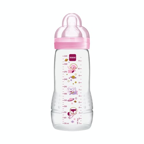 Intrucciones en lengua extranjera - Segundo Faded Botella Edad MAM Baby, de 330 ml, a partir de 6 meses, Chupete Flujo X, Colores Variados