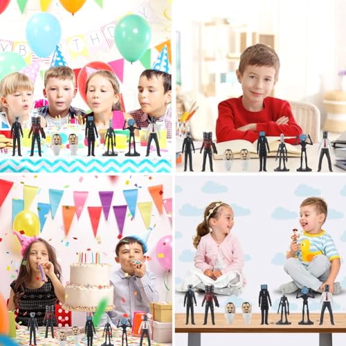 IOSCDH Juego De Figuritas De Fotógrafo, Juego De 8 Modelos De Retrete Ski-Bidi Mini Decoración De Sobremesa Decoración De Tartas para Fiestas De Cumpleaños Regalos De Cumpleaños Infantiles B