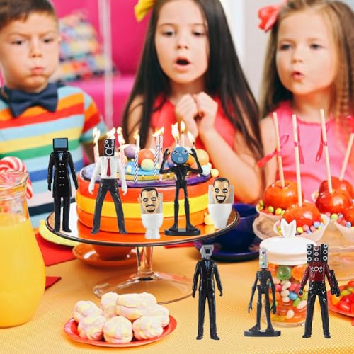 IOSCDH Juego De Figuritas De Fotógrafo, Juego De 8 Modelos De Retrete Ski-Bidi Mini Decoración De Sobremesa Decoración De Tartas para Fiestas De Cumpleaños Regalos De Cumpleaños Infantiles B