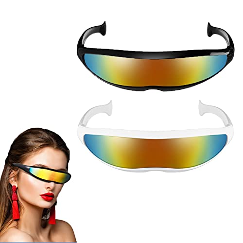 IWTBNOA Gafas de sol futuristas, 2 unidades, gafas de fiesta, gafas futuristas, gafas espaciales, gafas alienígenas, juego de rol de Halloween