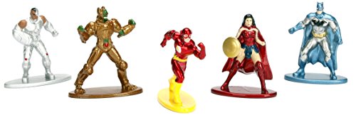 Jada - Nano Metalfig DC Comics Paquete de 5: Paquete 1 (Batman Renacimiento, Cyborg, Wonder Woman, The Flash, Parademon)