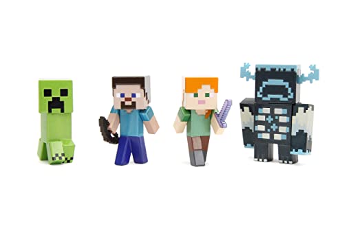 Jada - Set de 4 Figuras Minecraft Metálicas, 7cm, Coleccionables, Licencia Oficial Minecraft (253262001)