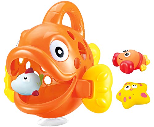 Jamara 460614 Hungry Fish - Juego de Juguetes para el baño, Color Naranja