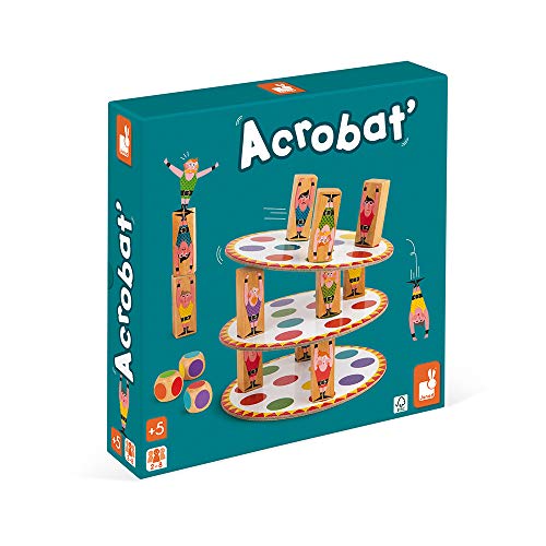 Janod - Acrobat' - Juego de Habilidad y Estrategia, Juegos de Mesa para Niños, Concentración y Motricidad Fina, para 2 Jugadores O Más - Desde Los 5 Años, J02757 & Juego, Multicolor (Juratoys J02695)