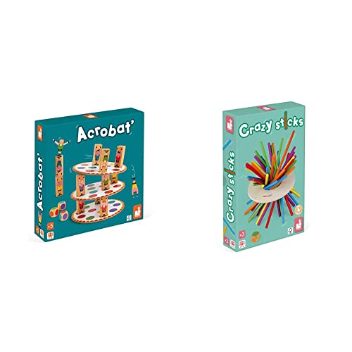 Janod - Acrobat' - Juego de Habilidad y Estrategia, Juegos de Mesa para Niños, Concentración y Motricidad Fina, para 2 Jugadores O Más - Desde Los 5 Años, J02757 & Juego, Multicolor (Juratoys J02695)