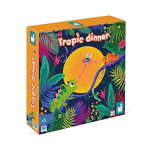 Janod - Tropik Dinner - Juego de Mesa para Niños - Tema Animales - Juego de Mesa de Madera y Cartón - 2 Jugadores - Certificado FSC - A Partir de 6 Años, J02626