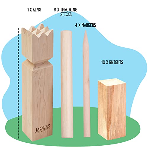 Jaques of London Kubb Juego al Aire Libre | Juegos de jardín para familias | Juego Kubb de tamaño regulatorio | Juegos de Madera al Aire Libre | Desde 1795