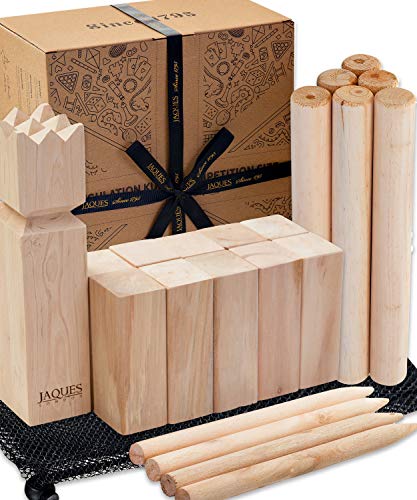 Jaques of London Kubb Juego al Aire Libre | Juegos de jardín para familias | Juego Kubb de tamaño regulatorio | Juegos de Madera al Aire Libre | Desde 1795