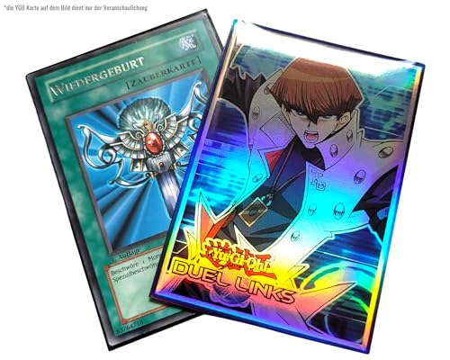 JAW REX Yu-Gi-Oh! Duel Links Holographic Card Sleeves (Seto Kaiba) | 60 fundas holográficas de tamaño japonés