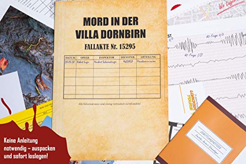 JAWAonline Crime Makers Juego de detective,Libro de rompecabezas de asesinato en Villa Dornbirn,Juego de sala de escape,Juego de mesa para adultos y niños,Juegos de Krimi escena