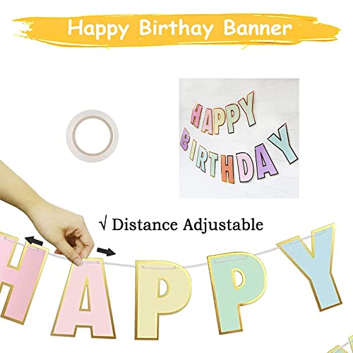 JeoPoom Feliz Cumpleaños Happy Birthday Banner para Decoración de Fiesta de Cumpleaños, Banderines Feliz Cumpleaños Multicolor