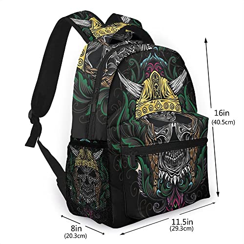 JHBTFQ Mochila Vikinga Impresión 3D para Hombres, Bolso Viaje Mitología Nórdica Bolso Escolar Bolso Computadora Moda Niño Niña,Odin god,One Size