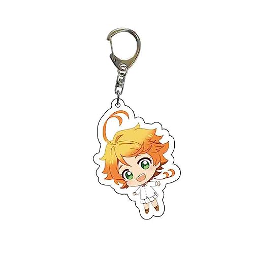 Jilijia 8 llaveros de acrílico con colgante de anime de The Promised Neverland de Emma/Norman/Ray, llavero de doble cara