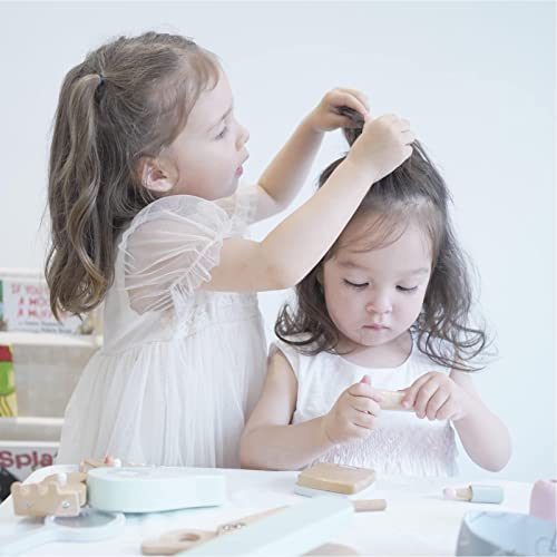 JINGAN Maquillaje Juguete para niñas | Kit simulación cosméticos Madera para niños | Esmalte uñas, Estuche Base, lápices labiales Maquillaje portátil