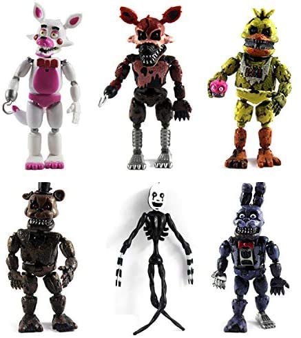 Jiumaocleu FNAF Figures Breach Security Dreadbear Foxy Chica Bonnie Five Nights Game Figuras de acción Figura de juego de terror con adornos luminosos modelo