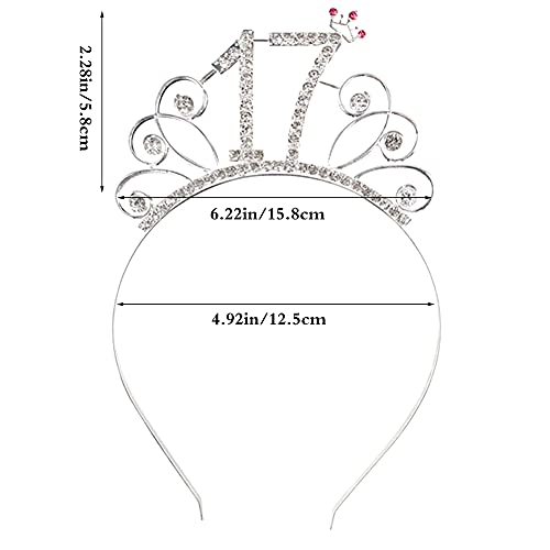 JKJF Banda para el 17 cumpleaños con texto en inglés "Happy 17 cumpleaños", tiara de cristal, corona de brillantes, diadema para mujer, cumpleaños, regalo, decoración de fiesta oro rosa 2 unidades