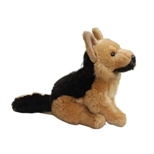 JOEBO Juguete de Peluche de Perro Lobo simulado, Pastor alemán, Espalda Negra, Cachorro, muñeco de Peluche, Regalo de compañía Suave y Bonito, decoración del hogar (Color : Brass, Size : 23cm)