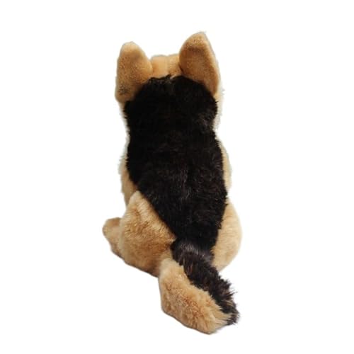 JOEBO Juguete de Peluche de Perro Lobo simulado, Pastor alemán, Espalda Negra, Cachorro, muñeco de Peluche, Regalo de compañía Suave y Bonito, decoración del hogar (Color : Brass, Size : 23cm)