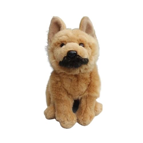 JOEBO Juguete de Peluche de Perro Lobo simulado, Pastor alemán, Espalda Negra, Cachorro, muñeco de Peluche, Regalo de compañía Suave y Bonito, decoración del hogar (Color : Brass, Size : 23cm)